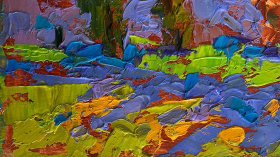 Image 1 of Original Oil Painting Summer Nature Landscape The rustle of trees in the wind