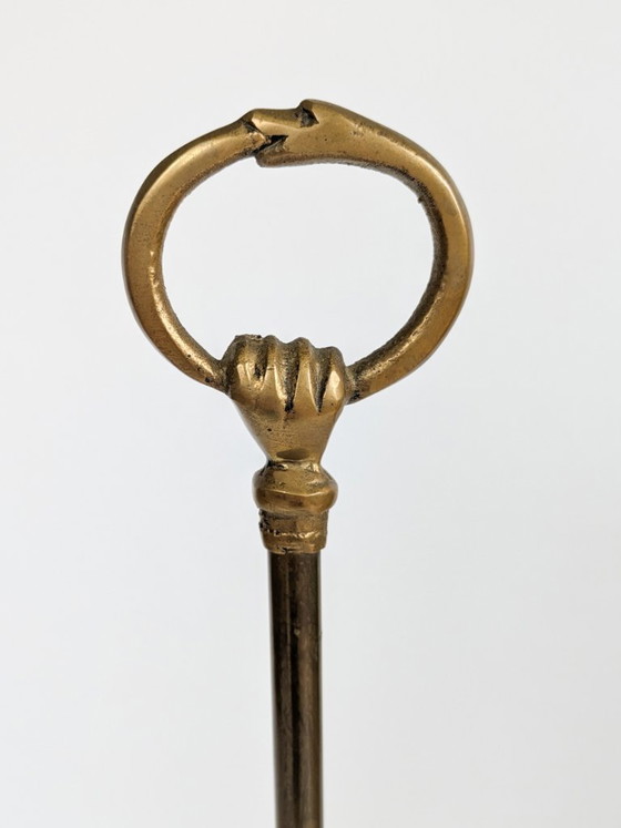 Image 1 of Vintage messing deurstopper met fruitmandgreep in Victoriaanse antieke stijl