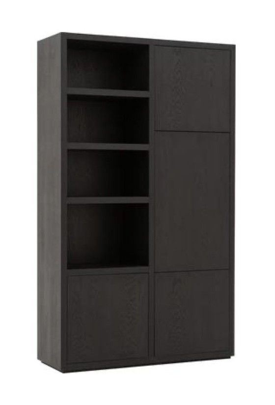 Image 1 of Goossens Storage Cabinet Barcelona Oak Black Lacquered