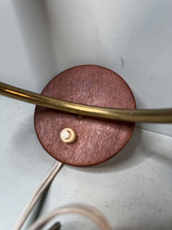 Set of 3 Vintage Mid Century Danish Design Wooden Wall lights – Brass (photo 8 of 11)