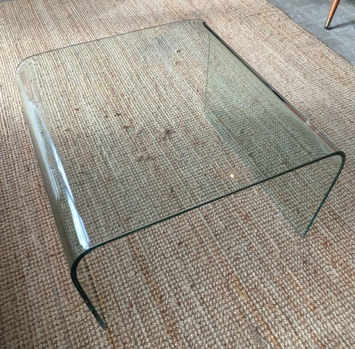 Vintage 'Waterfall' Glass Side Table, Coffee Table Fiam