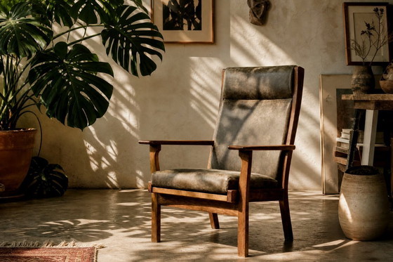 Image 1 of Vintage Mid-Century Danish Modern Model GE-181-A Armchair by Hans J. Wegner for Getama, 1950s