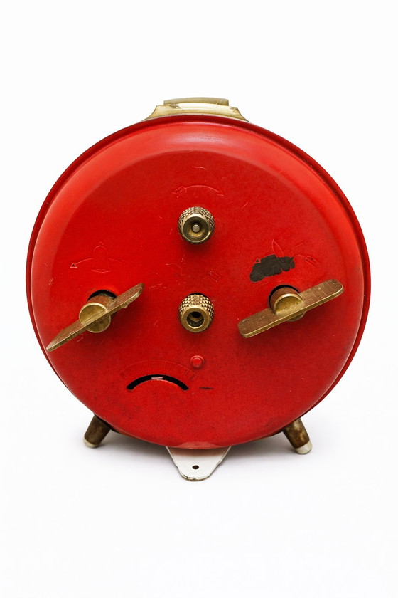 Image 1 of Sveglia vintage Kienzle Duo - Metallo rosso e ottone - Germania Ovest anni '60 - Design industriale