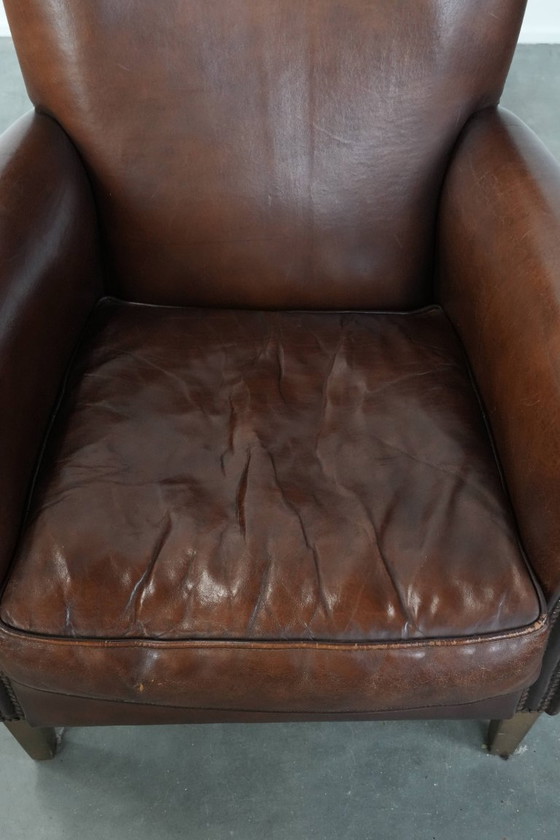 Image 1 of Vintage schapenleren fauteuil/ armchair met prachtige warme kleuren