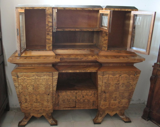 Image 1 of Crédence Art Déco en Bois d'Olivier, Ministre Bottai, Italie, 1933 Design