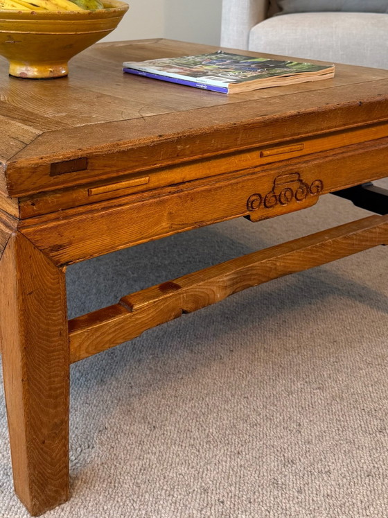 Authentic Chinese wooden coffee table, vintage, 81 x 81 cm, Brown (photo 5 of 5)