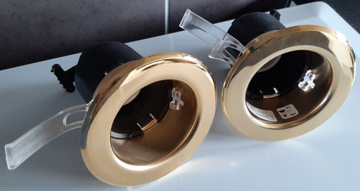 2x HappyLight recessed spotlights gold, 1980s