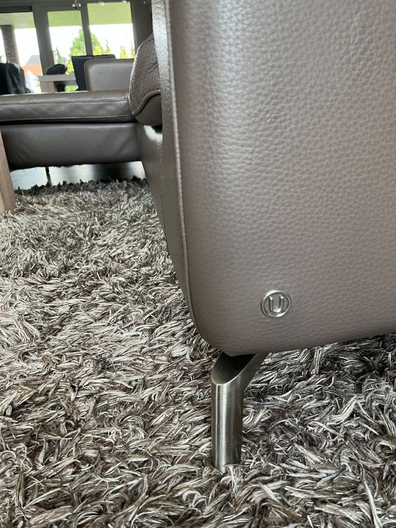 Natuzzi 2-Sitzer-Sofa mit Lounge-Bereich, taupefarbenes Leder – Chaise longue, Leather (photo 9 of 18)