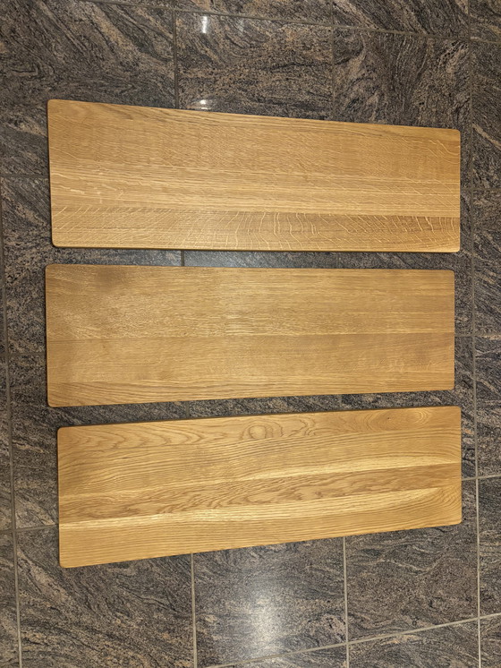 Image 1 of Solid Wood Scandinavian Design Shelf “Onda” // Schneid Studio Chrome Oak