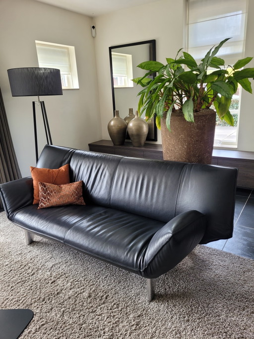 Leolux Tango 3-Seater Sofa Black Leather – 3 5 zitsbanken