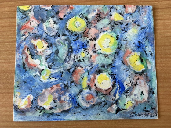 Germaine Nordmann - Peinture florale fleurie - signée. – Objets d'art, Papier (photo 5 of 5)