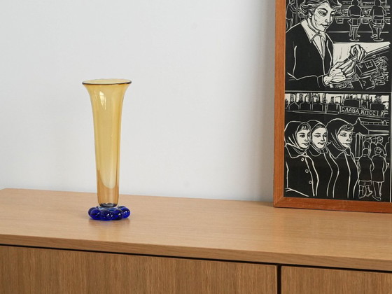 Image 1 of Glass vase “Amber & Cobalt Blue,” Swedish design, 1960s, manufacturer: Orrefors