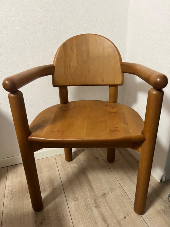 Image 1 of Ensemble de 6 chaises de salle à manger en hêtre massif, signées Rainer Daumiller, années 1970/1980