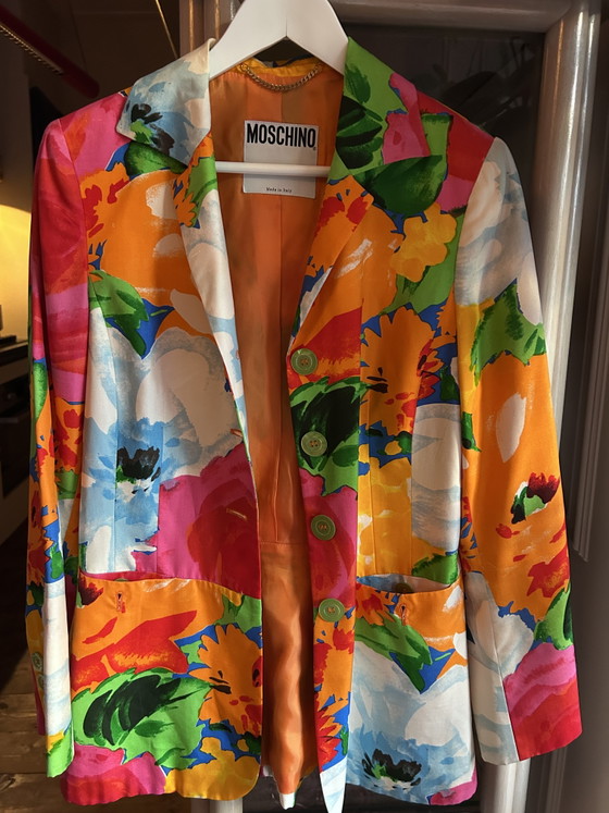 Image 1 of Vintage Moschino Couture zijden blazer – Made in Italy – kleurrijke floral print