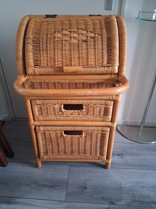 Vintage rotan opberger groot