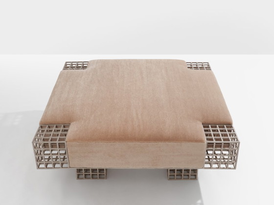 Image 1 of Large bench ottoman by Carla Sozzani in Milan mohair velvet 1990s