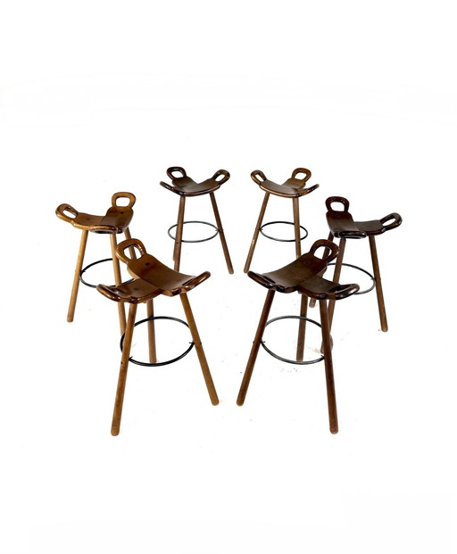 6 taburetes de bar vintage 'Marbella', Conoform '60