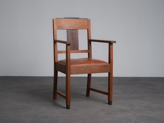 Paire de fauteuils Art déco de l'école d'Amsterdam, Pays-Bas, années 1930 – Chaises de salle à manger, Wood (photo 3 of 9)