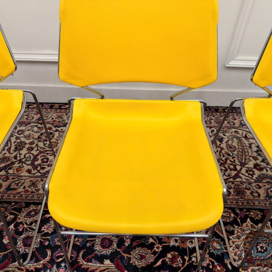 4x Sedia Vintage Gialla Matrix Krueger Di Thomas Tolleson – Sedie da pranzo, Metallo, Plastica (photo 11 of 17)