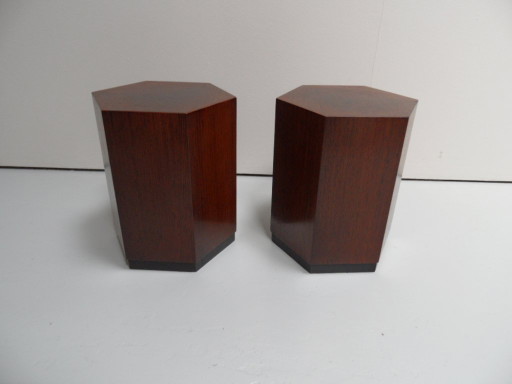 Ensemble vintage de 2 tables d'appoint en wengé