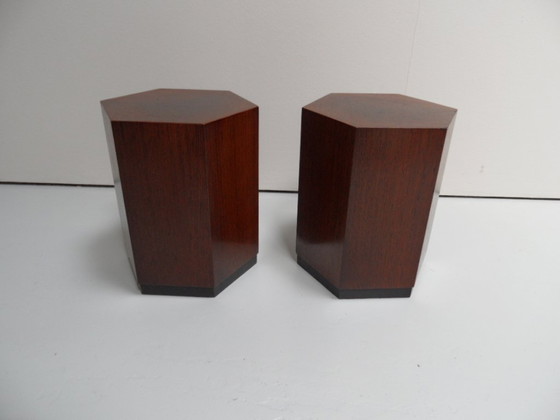 Image 1 of Ensemble vintage de 2 tables d'appoint en wengé
