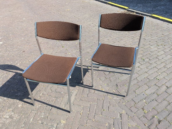 Image 1 of Set van 2 Vintage Gijs van der Sluis Eetkamerstoelen – Jaren 70 Dutch Design