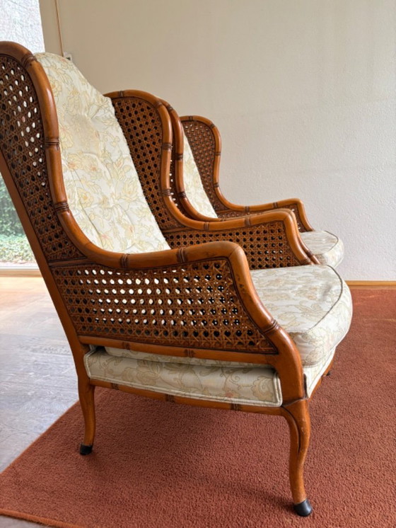 Image 1 of 2 Poltrona Giorgetti Bamboo Wingback anni '70