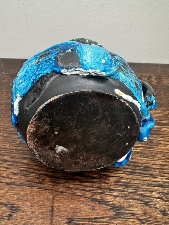 Image 1 of Small Fat Lava Blue Pitcher - Atelier du Cyclope Annecy