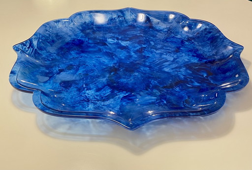 Sensationelles rares blaues lucite XXL Tablett