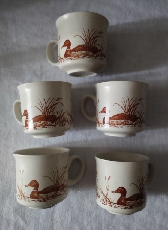 5 kleine vintage aardewerken bordjes en mokken met CHURCHILL eendjes. – Servies, Ceramic (photo 4 of 17)