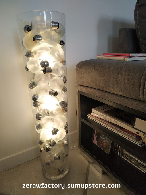 Upcycled Design Lamp – Large Conical Glass Vase – Frosted Bulbs – Unique Handmade Lighting
