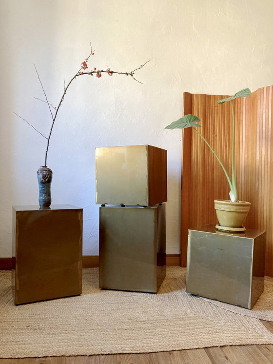 Image 1 of Electro-galvanized metal seat, brass effect. Pharrell Williams / Louis Vuitton fashion show, 2024