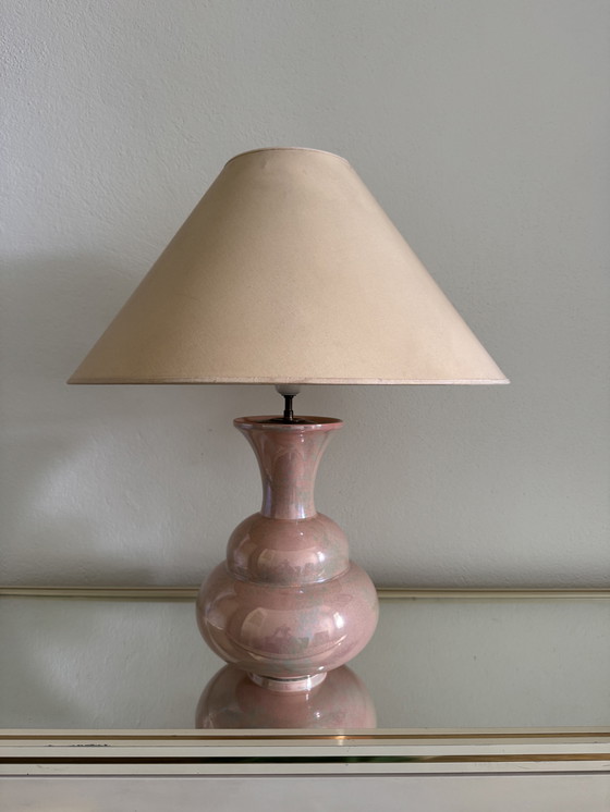 Image 1 of Charolles Irisée Roze Aardewerk Lamp jaren 80