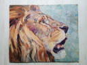 Ferdinand Stammhammer "León rugiente" - óleo - firmado a mano - (60 x 50 cm)
