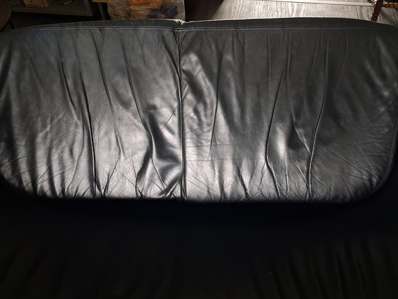 Image 1 of Canapé 2 places Touche en cuir noir