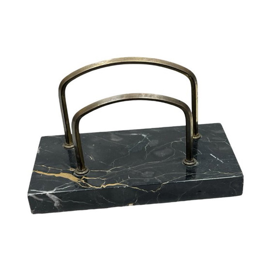 Image 1 of Art Deco Executive Desk Set, Italian Portoro Marble, 1930s, Good Condition.