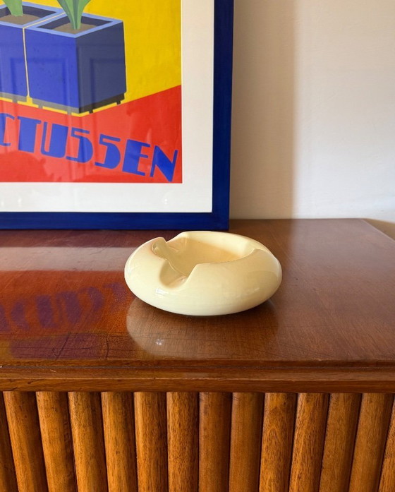 Image 1 of Cenicero de cerámica crema Space Age, Sicart Italia años 70