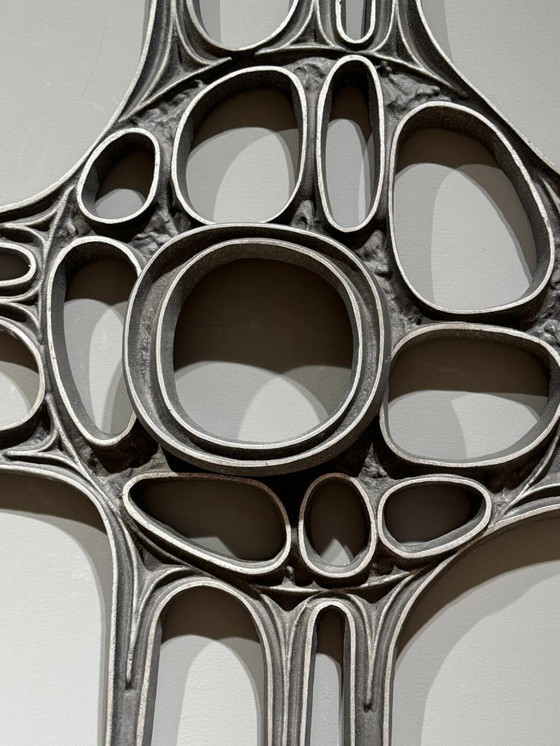 Image 1 of Pannello murale brutalista, fuso in alluminio, anni '70