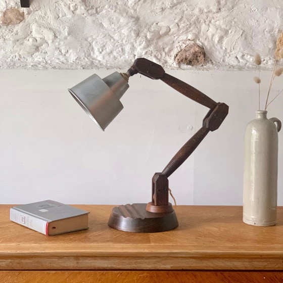 Articulated lamp in wood and vintage metal – Reading Lamp (photo 10 of 10)
