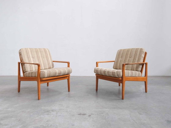Image 1 of Ensemble de 2 chaises longues en teck style danois Mid-Century