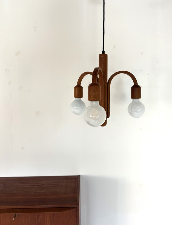 Image 1 of Lampada a sospensione vintage in teak 'Candela', Domus '80