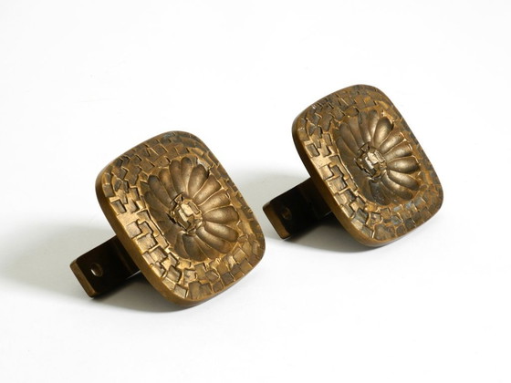 Image 1 of Wunderschöner, doppelseitiger Türgriff im Mid-Century-Modern-Stil aus schwerer Bronze.