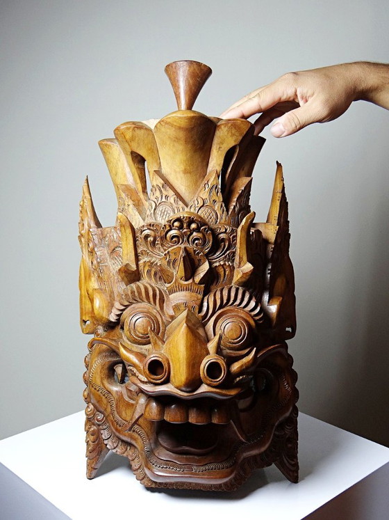 Grande maschera da parete vintage Barong di Bali in legno intagliato 1960-1980 – Decorazioni murali, Wood (photo 3 of 15)