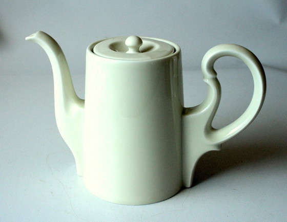 Image 1 of Caffettiera HKE in porcellana di alta qualità con coperchio scaldavivande in metallo argentato.