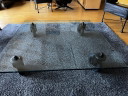 Prachtige glazen salontafel Tavolo con ruote van Fontana Arte