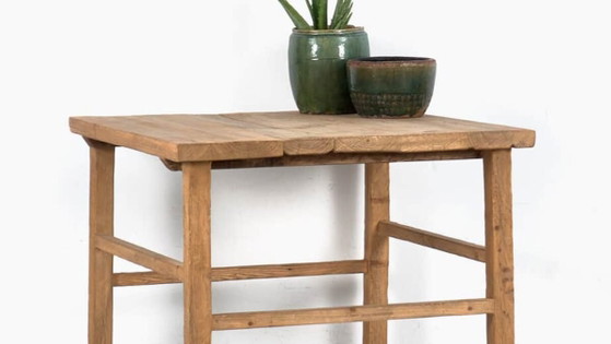 Reclaimed elm wood square table, Dining tables, Brown, Rustic (photo 3 of 13)