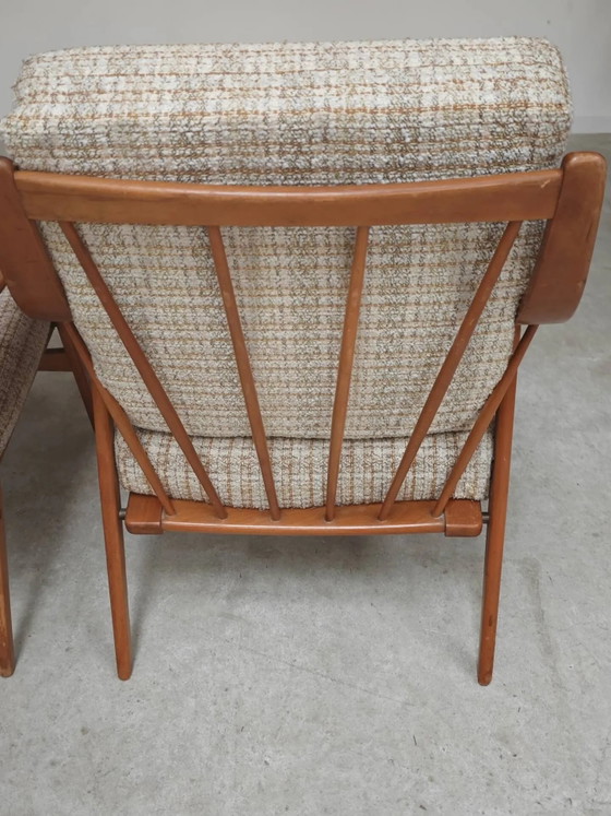 Paar Boomerang-Stil Sessel aus ecru-beigem Stoff, 1960er Jahre. – Wood, Scandinavian (photo 18 of 20)