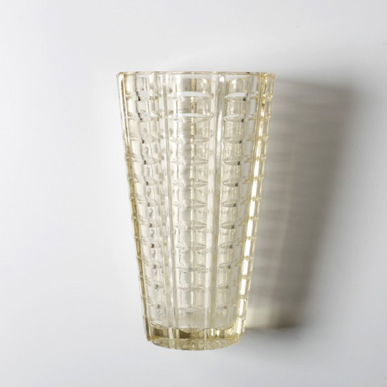 Image 1 of Vase à fleurs en verre jaune pâle, style milieu du siècle / Fidenza / Italie / années 1950