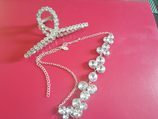 Fermaglio per capelli + catena – decoratie, Glass, Metal