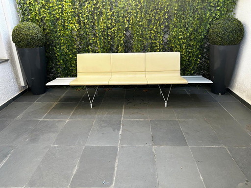 Panca in pelle a 3 posti + 2 comodini